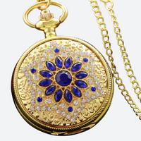 Gold-plated women's pocket watch with precious stone, style 2