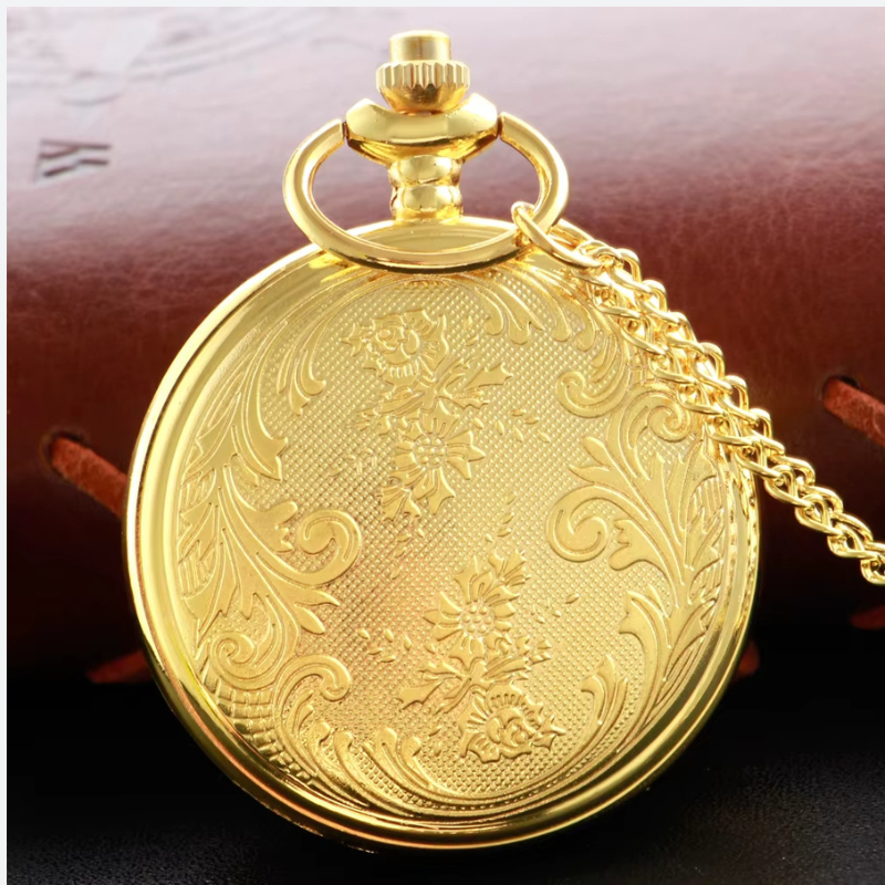 Gold-Tone Women's Pocket Watch with Gemstone