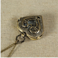 Vintage Bronze Heart-Shaped Women's Pocket Watch