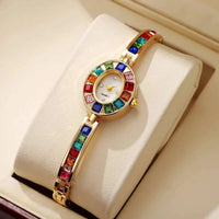 Elegant Quartz Watch for Women, Jewelry Style, Colorful Crystals, Sparkling Style