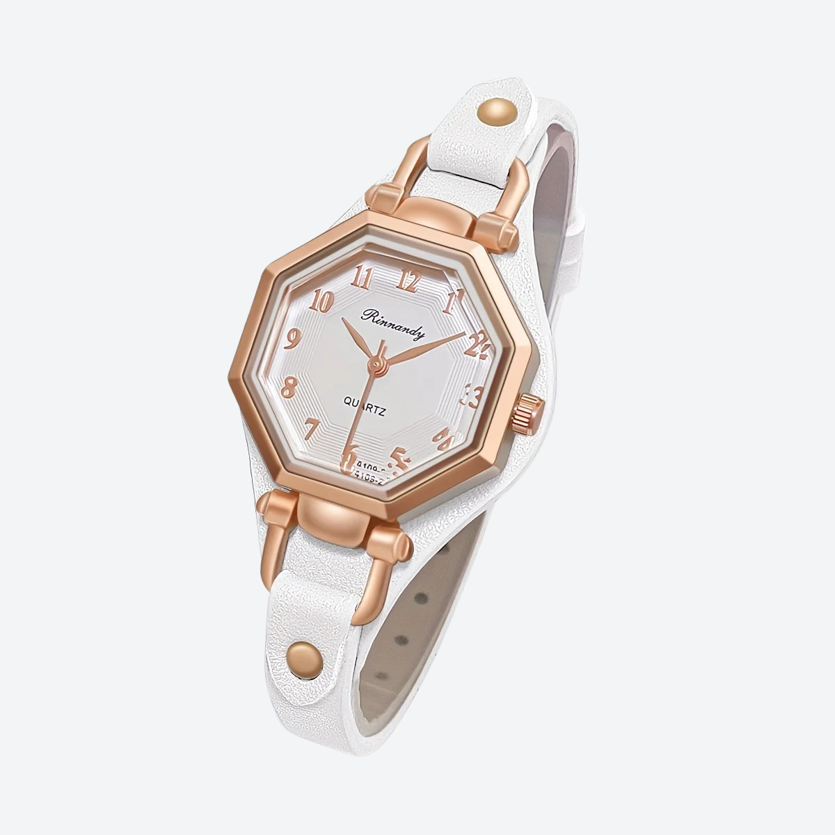 Quartz Watch for Women, Octagonal Leather Strap, Elegant Style