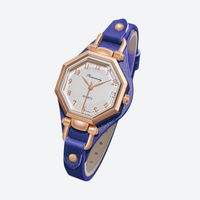 Quartz Watch for Women, Octagonal Leather Strap, Elegant Style