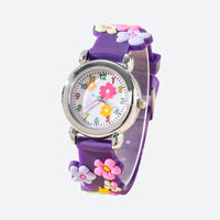 Children's educational watch with embossed flowers