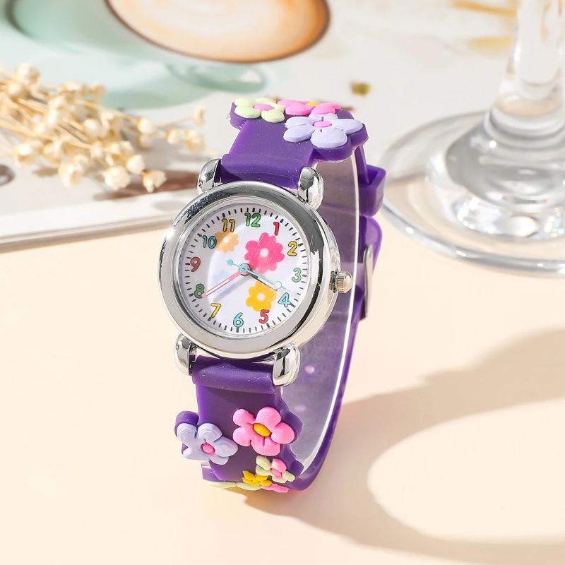 Children's Educational Watch with Embossed Flowers