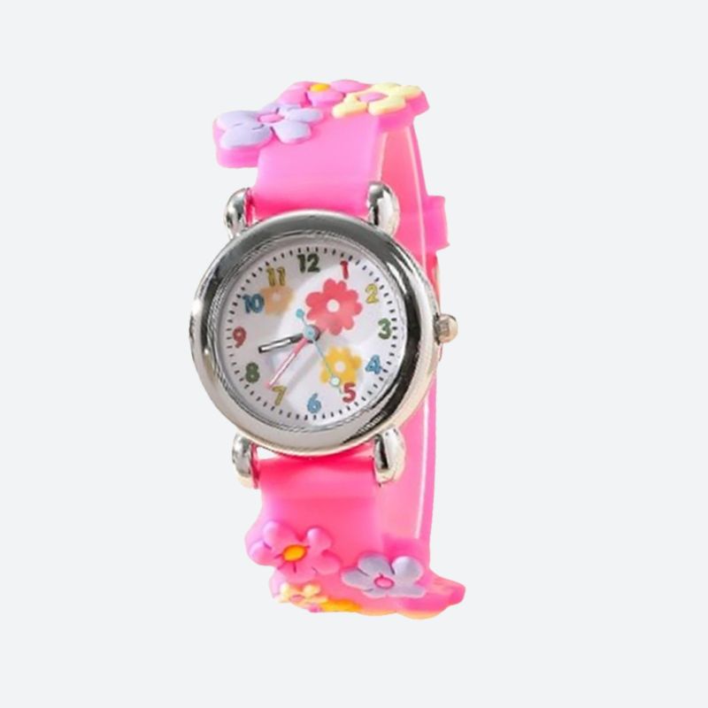Children's educational watch with embossed flowers