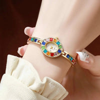 Elegant Quartz Watch for Women, Jewelry Style, Colorful Crystals, Sparkling Style