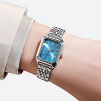 Vintage women's rectangular silver metal watch 3