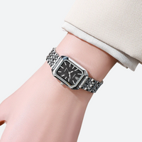 Vintage women's rectangular silver metal watch 4