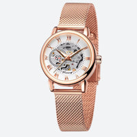 Round Metal Skeleton Watch for Women