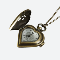 Vintage Bronze Heart-Shaped Women's Pocket Watch