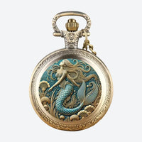 Vintage Bronze Mermaid Men's Pocket Watch