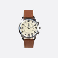 Vintage Men's Classic Quartz Watch with Leather Strap