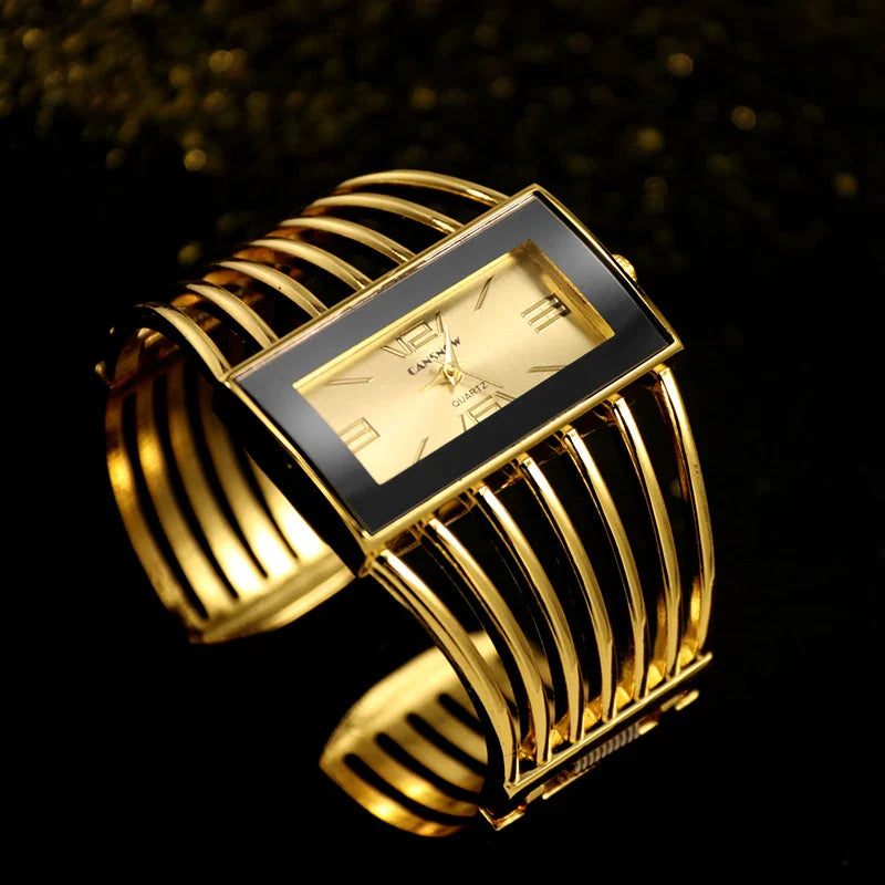 Vintage Women's Openwork Bangle Watch, Rectangular Dial