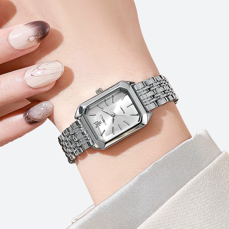 Vintage Women's Rectangular Silver Metal Watch