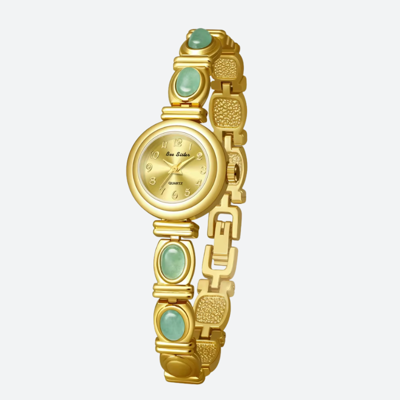 Vintage Women's Watch Adorned with Natural Stones