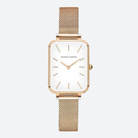 Vintage Women's Watch, Rectangular Shape, Gold, Fine Mesh