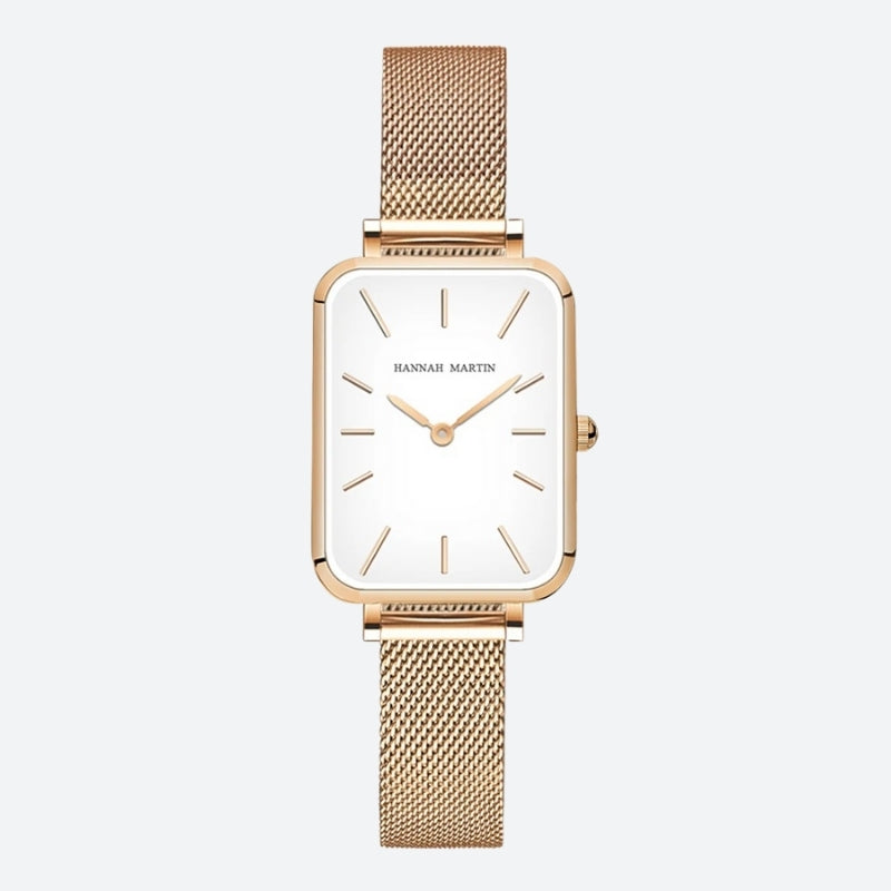 Vintage Women's Watch, Rectangular Shape, Gold, Fine Mesh