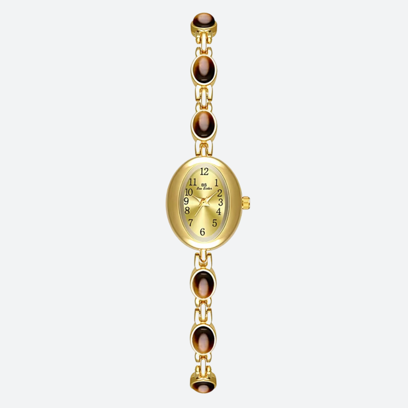 Vintage Women's Watch with Mesh Bracelet and Stone