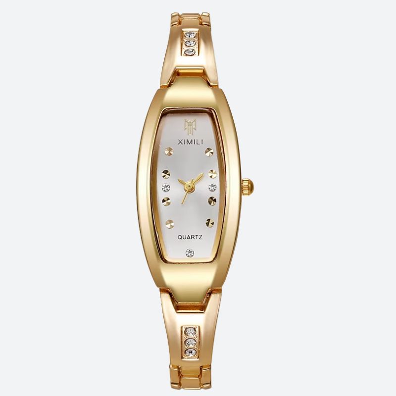 Women's Barrel Watch, Gold-Tone, Stainless Steel with Rhinestones