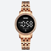 Women's Digital Watch in Retro-Chic Metallic Style