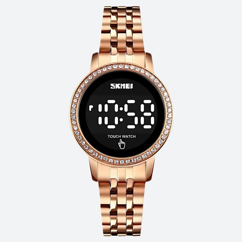 Women's Digital Watch in Retro-Chic Metallic Style