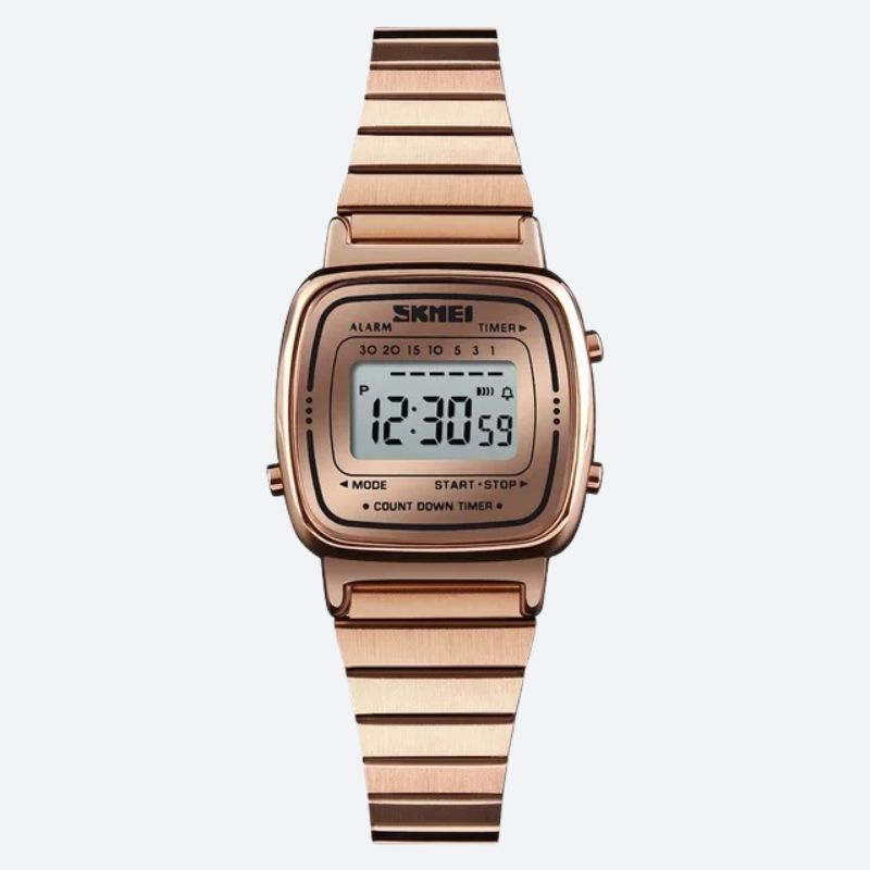 Women's Digital Watch, Rose Gold Design, Instant Read