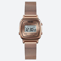Women's Digital Watch with Metallic Square Dial