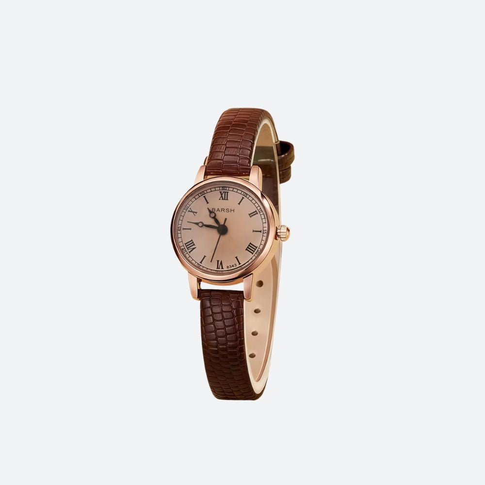 Women's Leather Watch with Round Dial
