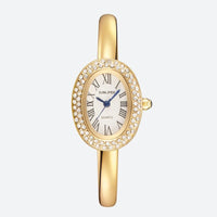 Women's Oval Gold Rhinestone Watch with Roman Numeral Dial, Quartz Movement