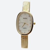 Women's Oval Gold Stainless Steel Mini Watch