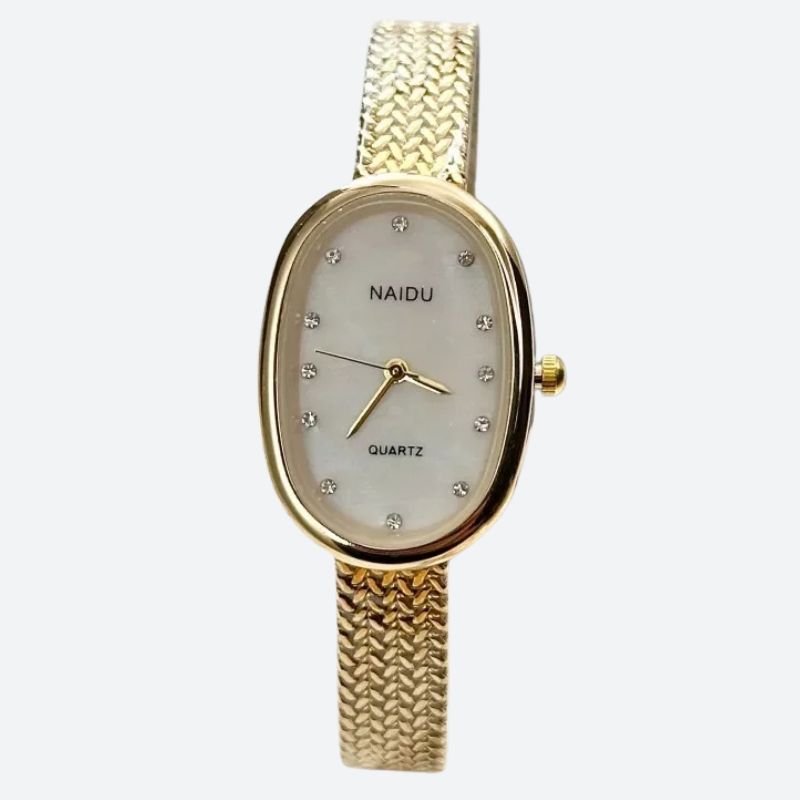 Women's Oval Gold Stainless Steel Mini Watch