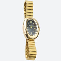 Women's Oval Gold Watch with Alloy Bracelet, Small Quartz Dial