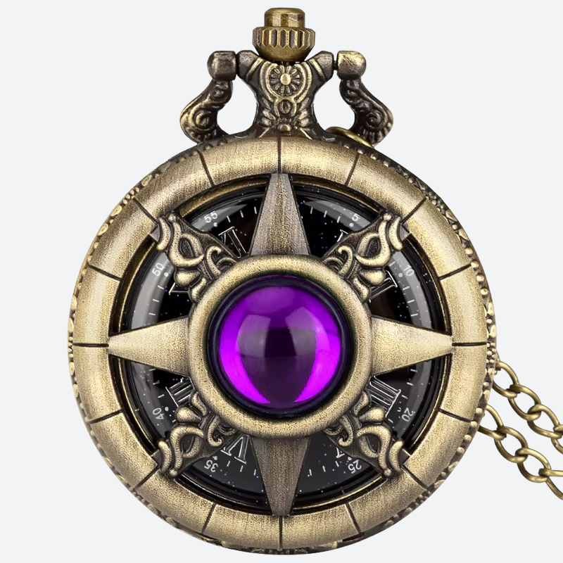 Women's Quartz Pocket Watch with Colored Stone
