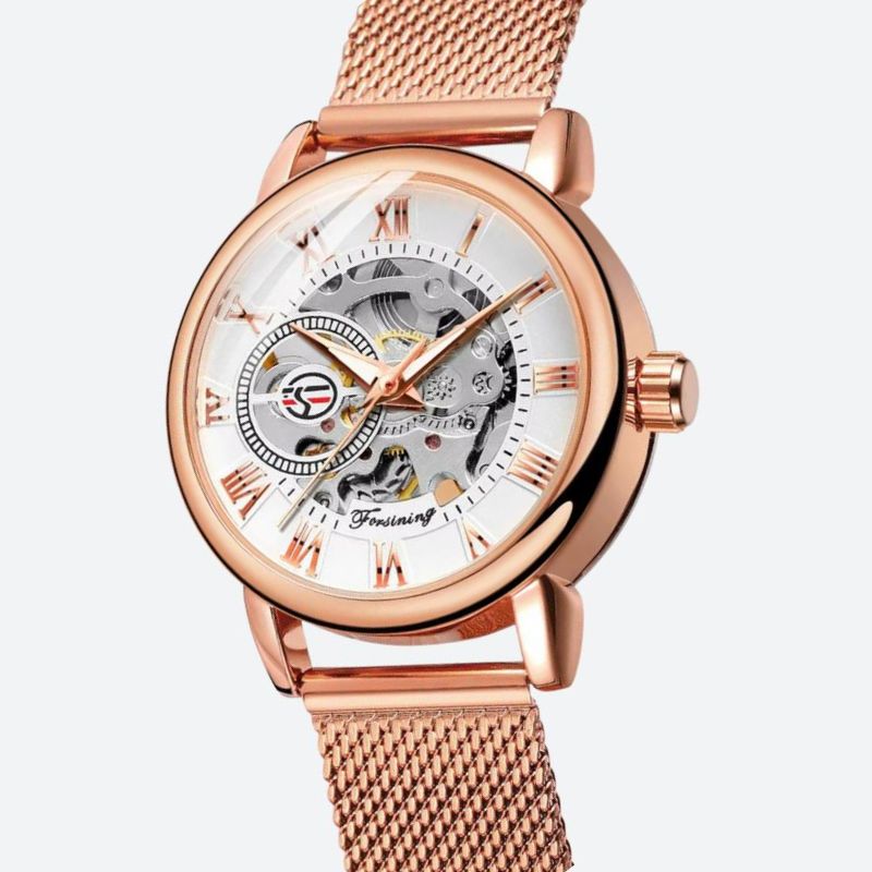 Women's Skeleton Watch with Milanese Mesh