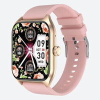 Women's Smartwatch, Pink with Large Gold Screen