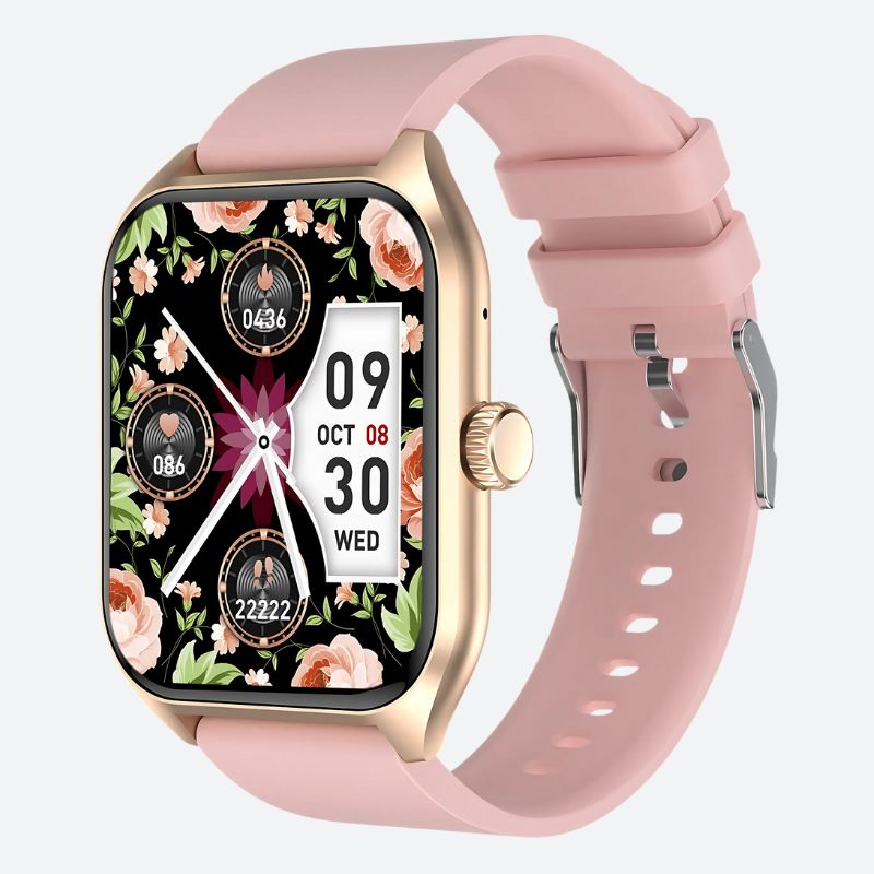 Women's Smartwatch, Pink with Large Gold Screen